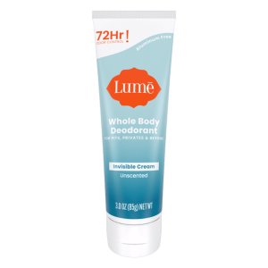 Lume Invisible Cream Deodorant Tube, Unscented, 3oz Aluminum-Free