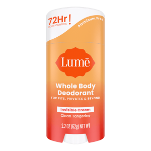Lume Whole Body Deodorant - Clean Tangerine, 2.2 oz, Aluminum-Free, Hypoallergenic for Sensitive Skin