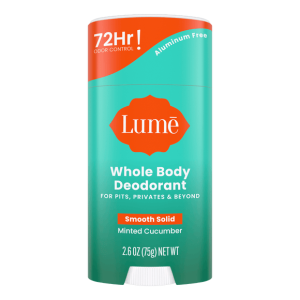Lume Whole Body Deodorant - Minted Cucumber, 2.6 oz, Aluminum-Free, Hypoallergenic for Sensitive Skin